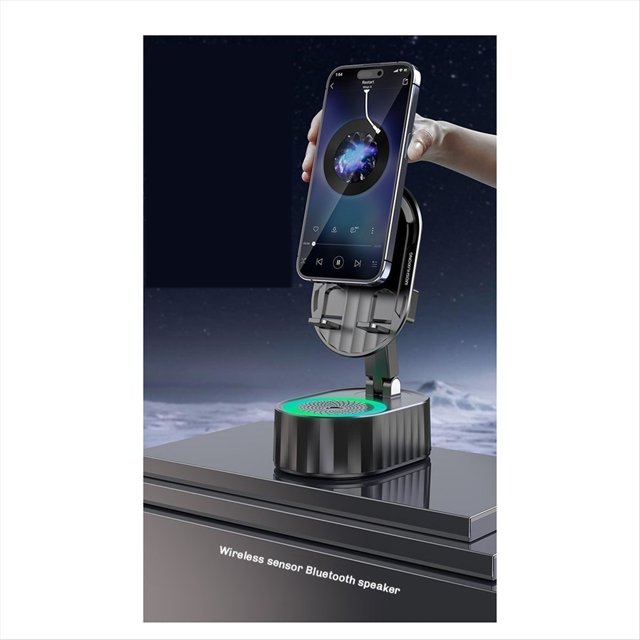Soporte para Teléfono Soporte Inductivo para Altavoz Bluetooth Soporte para de Carga Plegable Giratorio de 360°Negro
