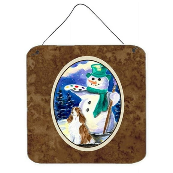 Artist Snowman With Springer Spaniel Aluminium Metal Wall or Door Hanging Prints