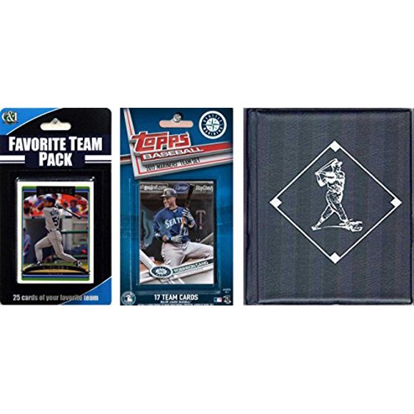 MLB Seattle Mariners Licensed 2017 Topps Team Set and Favorite Player Trading Cards Plus Storage Album