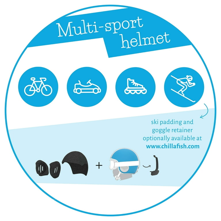 Chillafish Bobbi ABS hard shell multi sport certified helmet size S head circumference 50 55cm 19 7 21 6in adjustable and integrated chinstrap size
