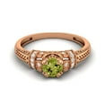 thumbnail image 1 of 5MM Round Shape Peridot 925 Sterling Silver Rose Plated Blossom Design Ring, 1 of 3