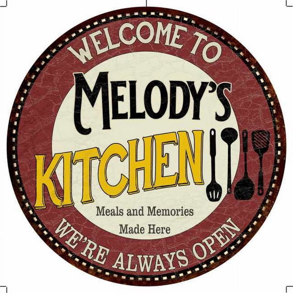 Melody's Kitchen 14" Round Metal Sign Bar Game Room Wall Decor 100140040351