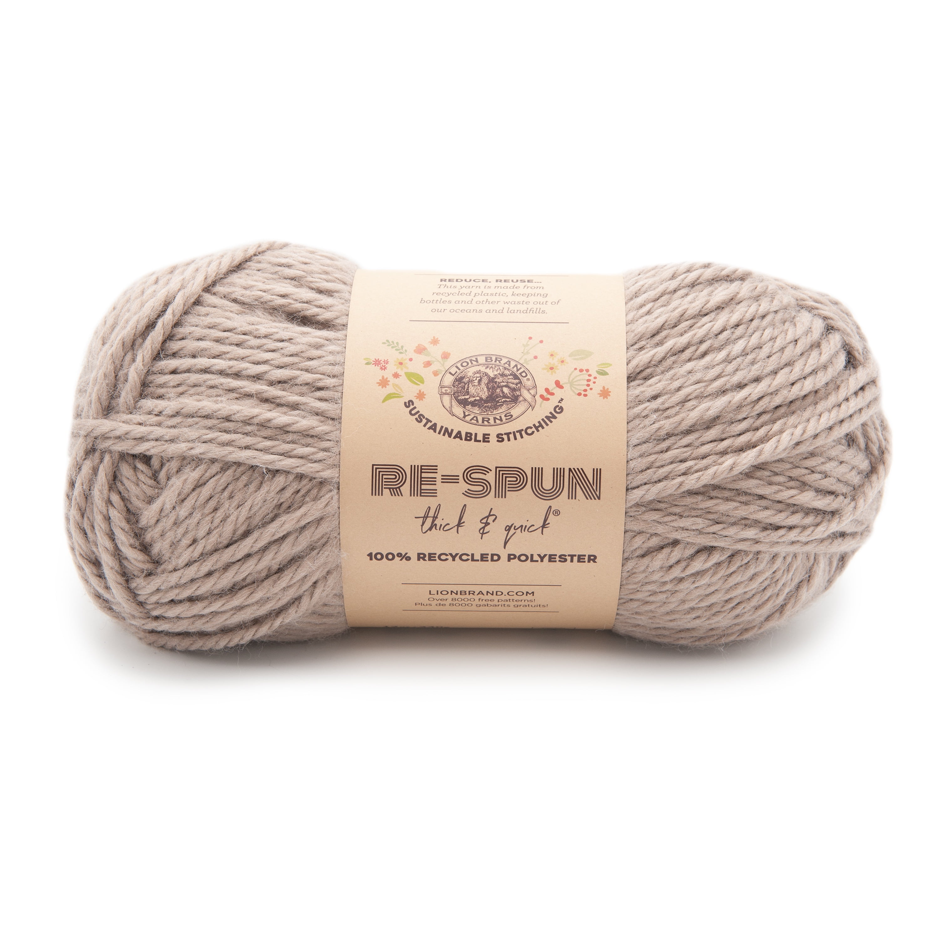 Lion Brand Yarn ReSpun Thick & Quick Sunshine (6 skeins), Hazelwood (6 skeins), Cameo (6 pieces) 18-Piece Assorted Displayer