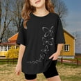 thumbnail image 2 of Coerni Girls Butterfly Graphic Tee Short Sleeve Summer T Shirts Kids Cotton Basic Tops Athletic Aesthetic Crerwneck Loose, 2 of 6