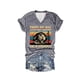 thumbnail image 1 of Camisetas de Manga Corta para las Mujeres, Estampado de Moda Cuello en V Camiseta Superior, Casual Fuera de la Blusa de Poliéster Ligero, 1 of 2