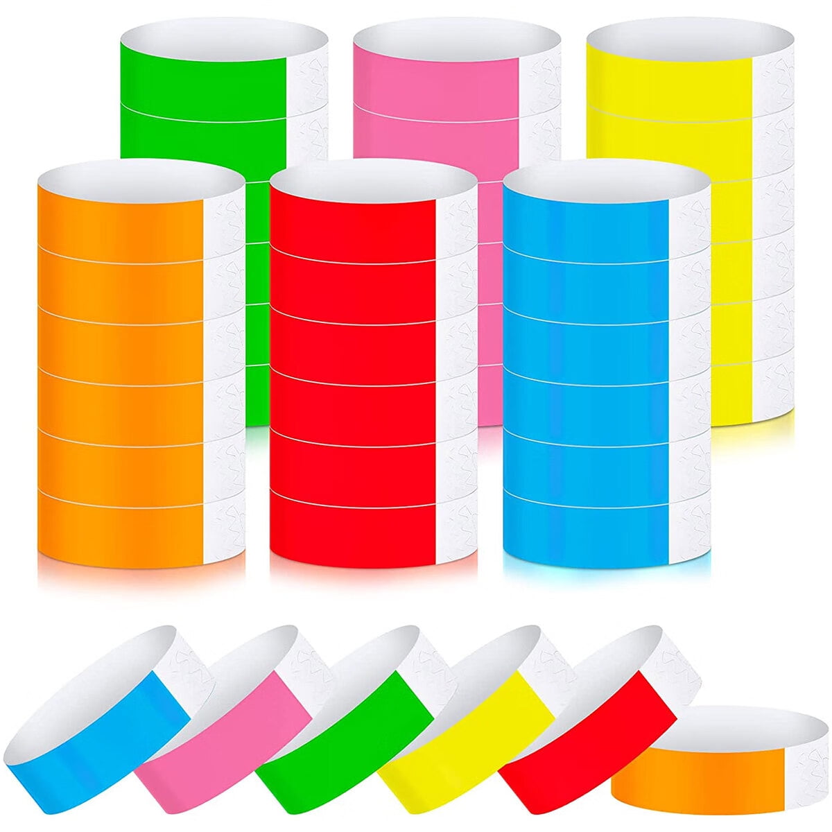 600 Counts Paper Wristbands Neon Wrist Bands Waterproof Hand Bands for