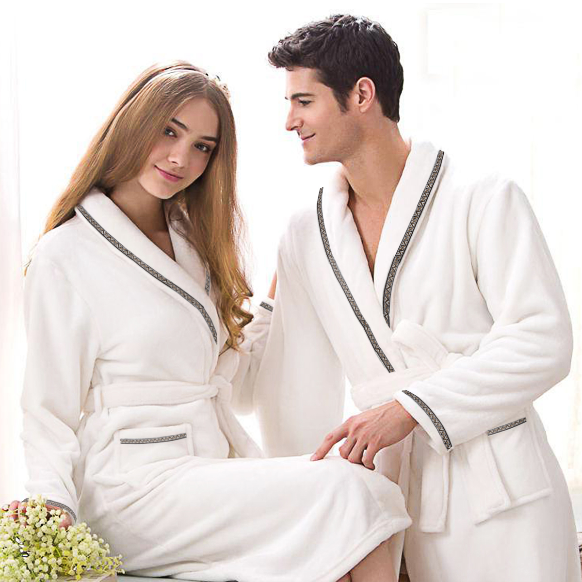 Luxury Bathrobe Hotel Home Spa Robes with Shawl Collar for Women and