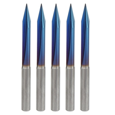 

5pcs 2 Flutes V Tip Engraving Bit End Mill 4mm Shank Straight Tungsten Steel Carving Tools 4x0.3x25mm