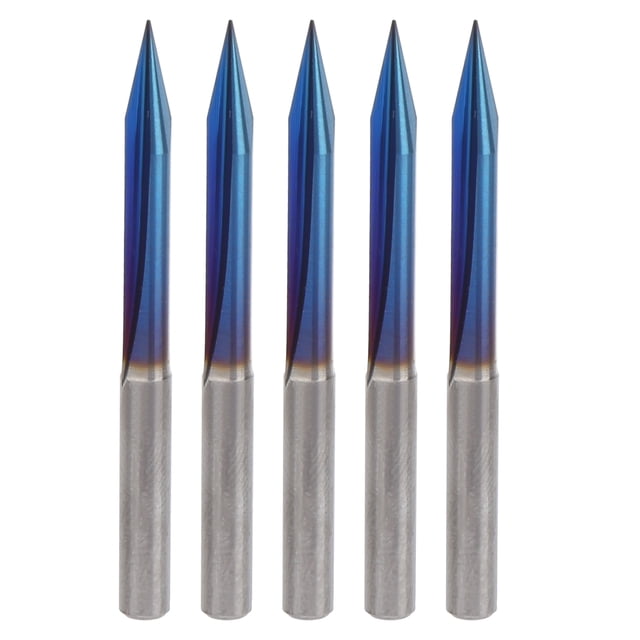 5 brocas de grabado en forma de V, rectas, de 2 flautas, para tallar letras, de acero de tungsteno, vástago de 4 mm, 4 x 0,4 x 30 mm