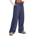 thumbnail image 5 of ZHYou No Boundarie Casual Sweatpants for Women Flared Solid Color Drawstring Baggy Fit Loungewear & Outdoor Trousers with Pockets,Navy,Size M, 5 of 8