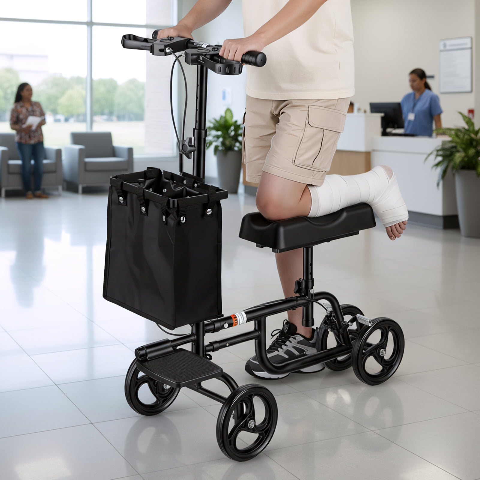 Meoldis Knee Scooter for Adults - Steerable Knee Walker with Dual Brakes, Lightweight Medical Scooter for Foot/Ankle Surgery, Adjustable Leg Roller for Recovery