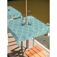 thumbnail image 2 of Outdoor Tablecloth with Umbrella Hole for Patio/Picnic/Party/Camping, Turquoise Moire Waves Waterproof Table Cloth Square Cover Washable, Modern Abstract Art Geometric (54"x 54"), 2 of 8