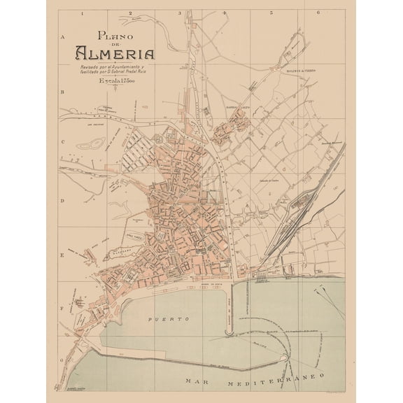 Historic Map - Almeria Spain - Martin 1897 - Vintage Wall Art