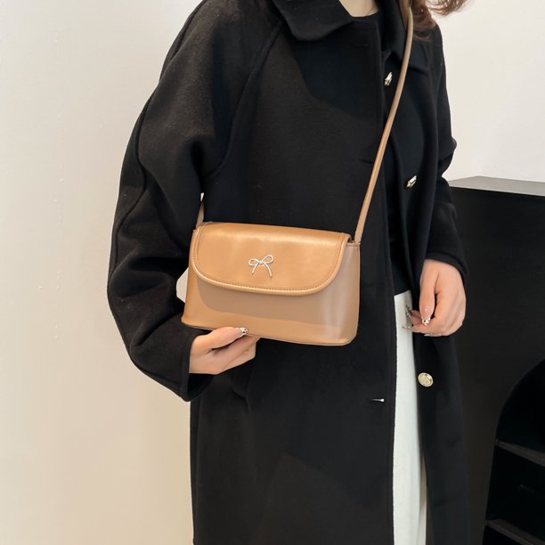 Cuadrado Satchel Schel Axspit Bag Women PU Colop Cuero Con Correa Ajustable Bowknot Placa Compradores para Viajes