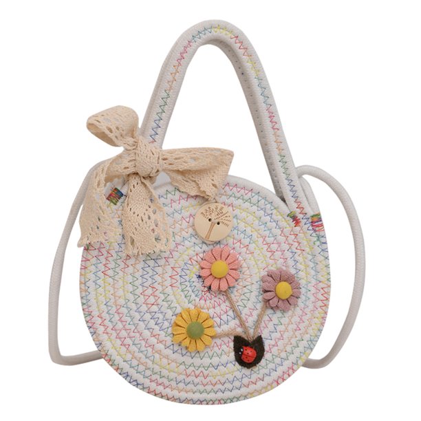 Bolsos cruzados para mujer, bolso de paja tejido con lazo, bolsos de playa informales para mujer (blanco) Likrtyny Para Estrenar