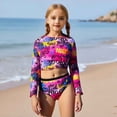 thumbnail image 2 of Fshinging Swim Suits For Girls Summer Kids Long Sleeve Prints Beach Plus Size Swim Clothes Size 7-8 Years, 2 of 5