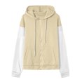 thumbnail image 4 of cocolona Womens Zip Up Hoodie Fall Winter Long Sleeve Drawstring Hooded Jacket Color Block Oversized Sweatshirts Tops with Pockets, 4 of 6