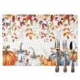 thumbnail image 2 of Fall Orange Pumpkin Placemats Set of 1 Fall Leaf Yellow Flowers Thanksgiving Harvest Heat Insulated Linen Place Mats, Washable Stain-Proof Table Mats for Dining Tables Holiday Decor 13x19inch, 2 of 9