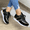 Black, variant on Womens Breathable Slip-On Round Toe Sneakers - Durable Non-Slip Platform Shoes for Everyday Wear