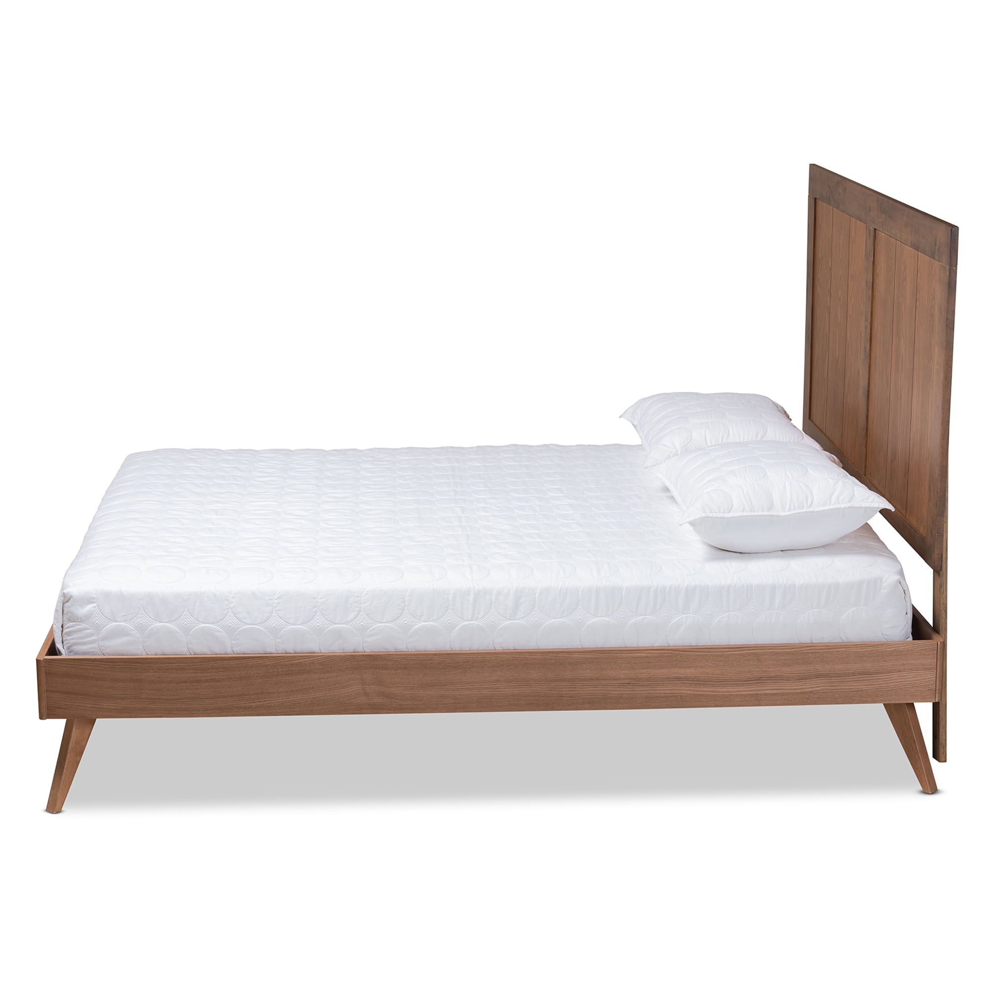 Baxton Studio Amira Mid-Century Wood Back Support Platform Bed, Queen, Ash Walnut