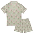 thumbnail image 2 of FORMRS Kids Short Sleeve Top and Pants Pajama Set Unisex Satin 2-Piece Sleepwear, Sizes 9-10Y, Green Wildflowers Pattern, 2 of 8