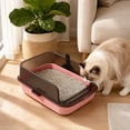 thumbnail image 4 of Semi Enclosed Cat Litter Box High Wall Kitten Litter Pan with Scoop Spacious Cat Toilet Low Entry Kitty Litter Tray Pink Plastic, 4 of 7