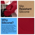 thumbnail image 4 of GORILLA GRIP BPA-Free Soft SIlicone Oven Mitts and Potholder Set of 4, Heat Resistant Hot Pads, Thick Cotton Lined Cooking Mitt, Long Gloves Protect Hands, Waterproof Trivet Mats, 12.5 in, Red, 4 of 10