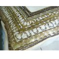 thumbnail image 2 of Euro Sham Pillow, Ivory European Shams 26x26 inch (65x65 cm), Silk Euro Size Pillow Shams, Bordered, Metal Sequins, Tribal, Traditional European Pillow Covers - Ivory Treasure, 2 of 4
