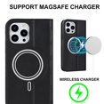 thumbnail image 2 of For iPhone 12 / 12 Pro Rhombic MagSafe RFID Anti-Theft Wallet Leather Phone Case(Black), 2 of 3