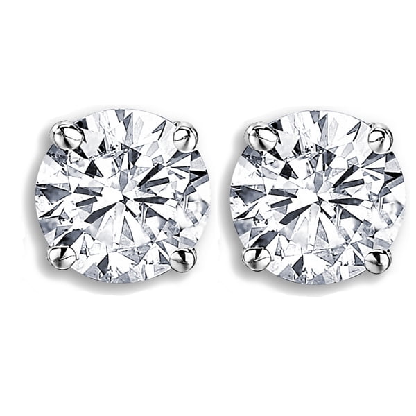 Deal 14K Gold 1.05 CTW Solitaire Halo Studs Round Genuine Diamond Earrings 7MM