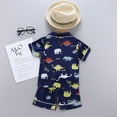 thumbnail image 5 of Zanarzt Toddler Boy Pajamas 2 Piece Kids Satin Pajamas Sets Baby Boy Girl Button Down Silk Sleepwear 2 Piece Short Sleeve Loungewear Clothes Set Dark Blue,1-2 Years, 5 of 8