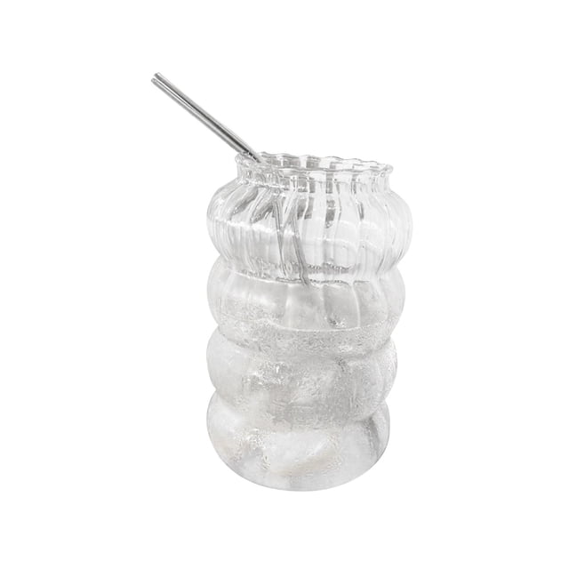 GROWTH TANK Glass Sippy Cup with Straw Cute Iced Coffee Cup Reusable Glassware Water 865mL