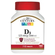 21st Century Maximum Strength D3-5000 IU Tablets, 110 Count