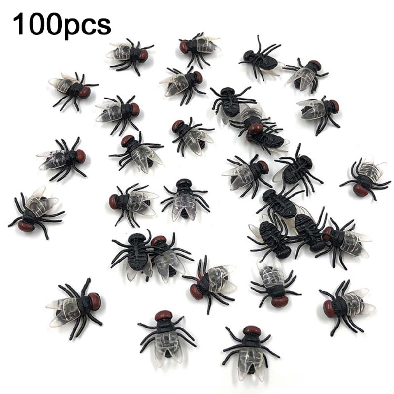 Pack of 100 Flies Halloween Joking Bugs Toys Party Favor Bag Prank Prop 