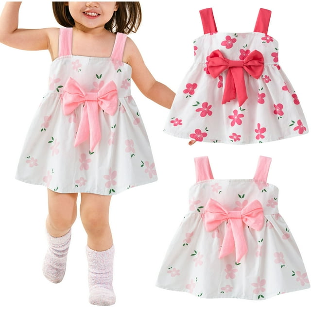LOVZFMLL Tenues pour Filles Tout-Petits Vêtements à Bretelles Petite Imprimé Barboteuse Robe Enfants