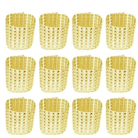 

FRCOLOR 60PCS Hotel Wedding Supplies 8 Row Rhinestone Napkin Rings Decorative Stylish Crystal Napkin Holders for Party Festival Celebration (Golden)