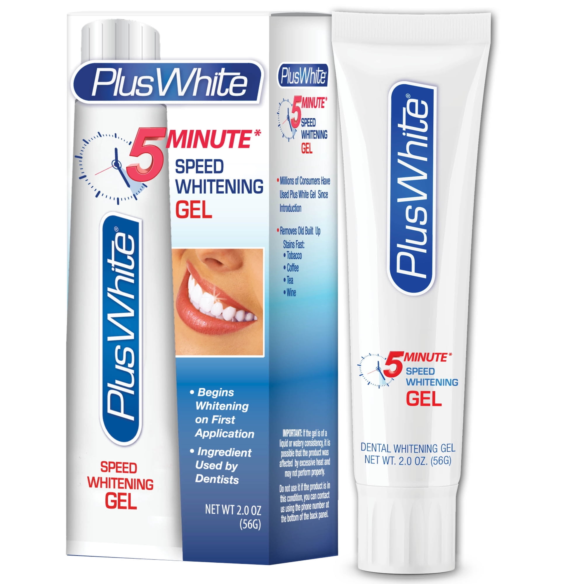 Plus White 5 Minute Speed Teeth Whitening Gel, Teeth Stain Remover, Precision Tip Tube, 2 oz (Pack of 1)