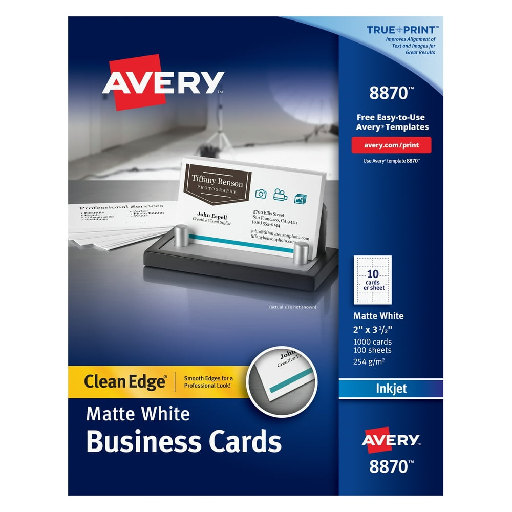 Avery Clean Edge Business Cards, True Print Matte, TwoSided Printing