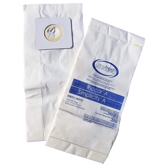Ultra Fresh 12 Pk of Riccar Vibrance replacement bags for 2000 4000 Series and Simplicity Symmetry 5000 6000 Type A Vacuum Cleaner Bags