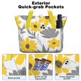 thumbnail image 2 of Tote Bag for Women - Yellow and Gray Pioneer Flower Shoulder Bag - Large Utility Work Duffle Bag with Zipper Handbag for Travel, Work, Sprots, 2 of 5