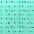 thumbnail image 1 of Ahgly Company Machine Washable Indoor Square Abstract Turquoise Blue Modern Area Rugs, 4' Square, 1 of 4