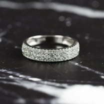 vylahjewellery Women's Triple Row Eternity Band Ring Plated Gold Sterling Silver Ring Wedding Special Occasions Fashion Band Classic Engagement Ring