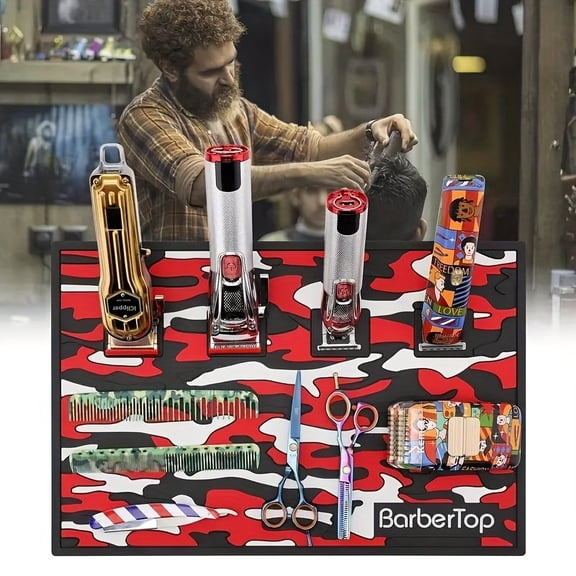 Barber Magnetic Mats,Anti-slip Flexible Rubber Scissors Salon Mat,ToolsCountertopSilicone Heat Resistant Styling Tools Magnetic Organizer MatMagnetic Hair Clippers Mat