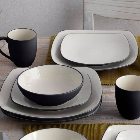 Graphite Color 8.25-Inch Stoneware Square Salad Plate, 4-Piece Set