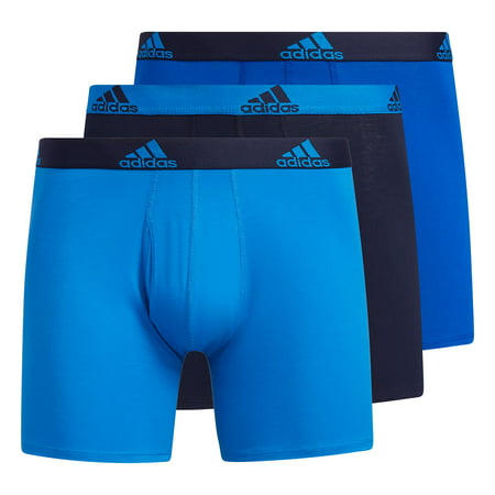 adidas Men's Stretch Cotton Boxer Brief Underwear (3-Pack) Boxed, Blue ...