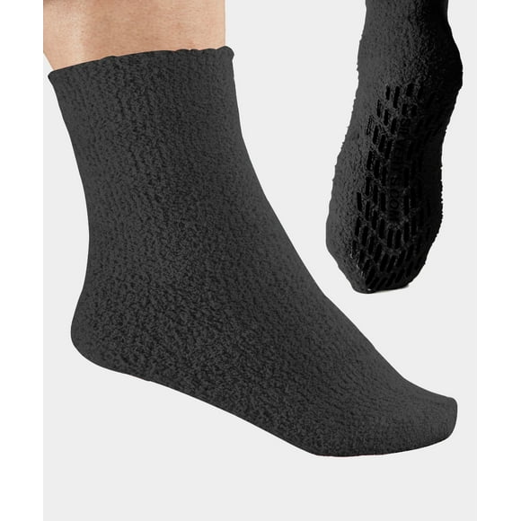 Silverts Chaussette-Pantoufle Antidérapante pour Hommes et Femmes, Robe d'Hôpital, TG, Noir