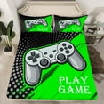thumbnail image 2 of Feelyou Gaming Controller Kids Twin Sheet Sets, Green Abstract Twin Fitted Sheet, Cartoon Video Game Lover Flat Sheet, Super Cozy Room Decor, 3-Piece, 2 of 7