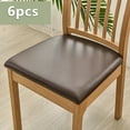 thumbnail image 2 of Dining Chair Seat Covers 4 /6PCS, Solid Pu Leather Waterproof Seat Cushion Cover Oilproof Stretch Dining Chair Protctor Slipcover (Dark Black, 4/6 PCS), 2 of 10