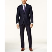 Kenneth Cole Mens Slim fit 2 Piece Suit 50 L / 44 Waist Navy Blue Solid Stretch