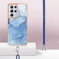 thumbnail image 5 of Mantto for Samsung Galaxy S21 Ultra Case, with Lanyard Adjustable Strap, Marble Pattern Soft TPU Bumper Hard PC Back Shockproof Protective Glossy Stylish Durable Phone Case for Women Girls,Blue, 5 of 7